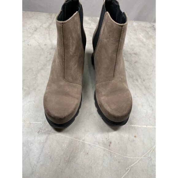 Sorel Joan Of Arctic Boots Women’s  8.5 Wedge Chelsea Slip-On Brown Suede - Picture 1 of 12